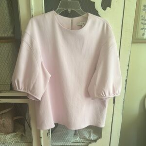 Tibi chalky drape pink balloon sleeve top, size 10, EUC see note, $50